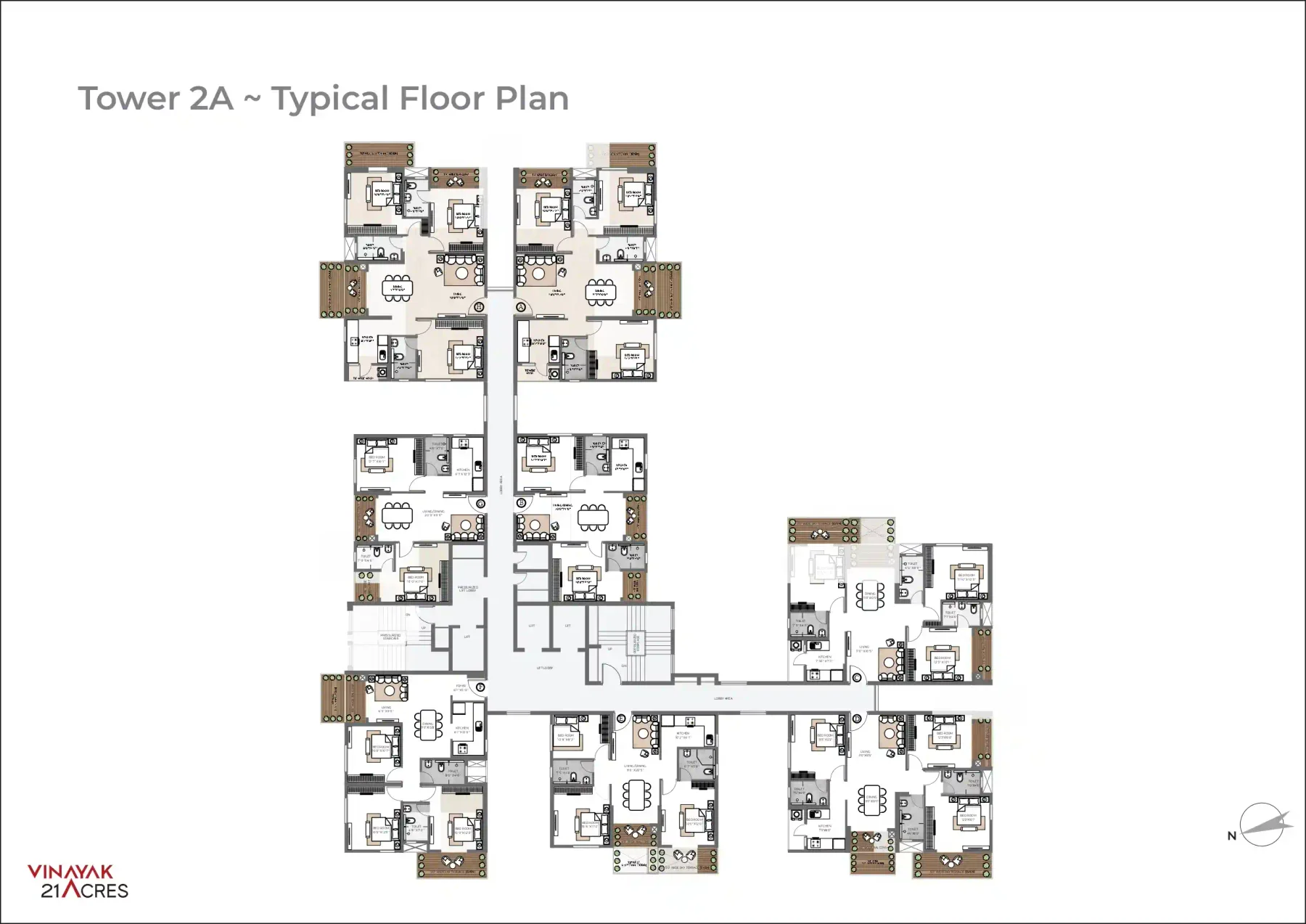 Tower 2A — Typical Floor Plan — Vinayak 21 Acres
