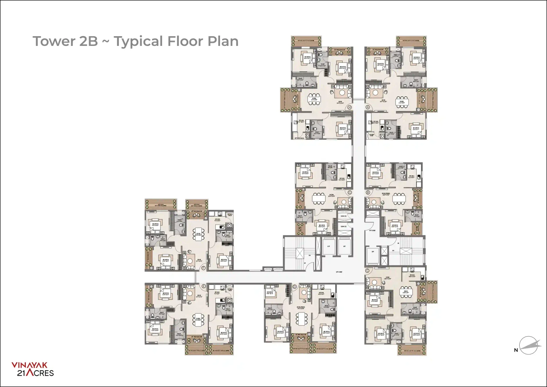 Tower 2B — Typical Floor Plan — Vinayak 21 Acres