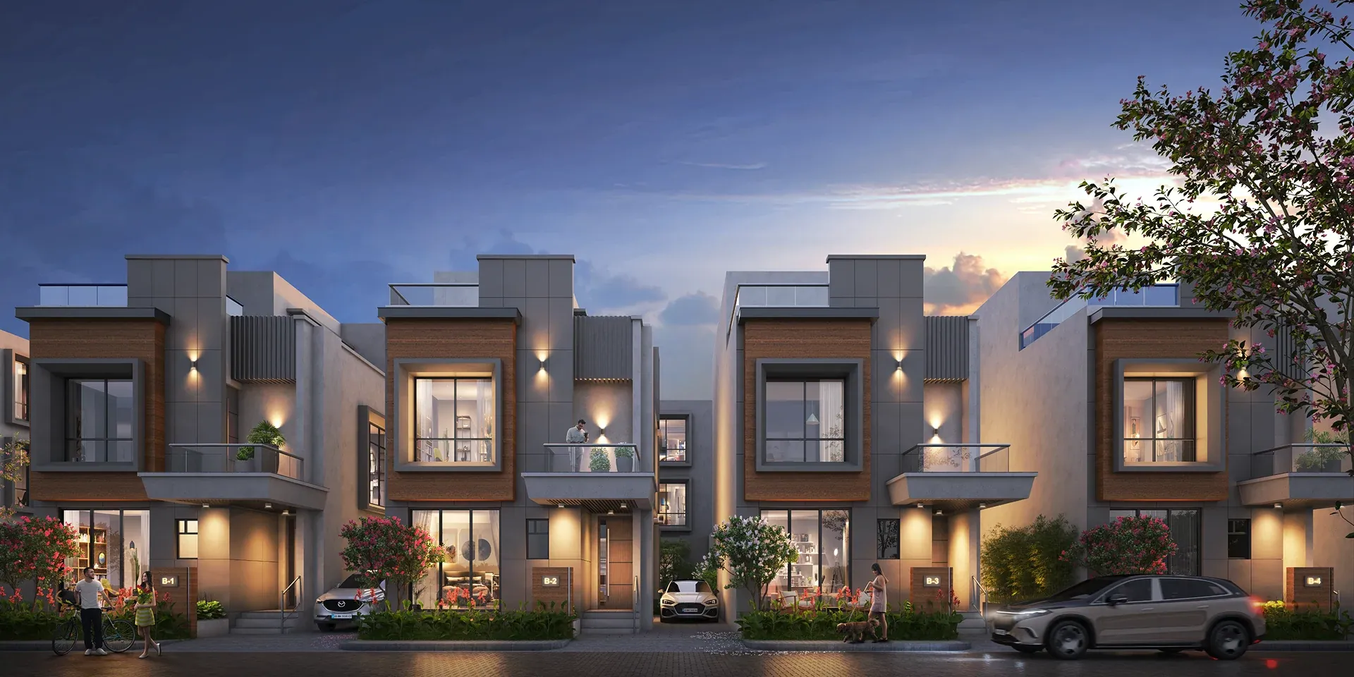 Avira and Azure independent villas at twilight